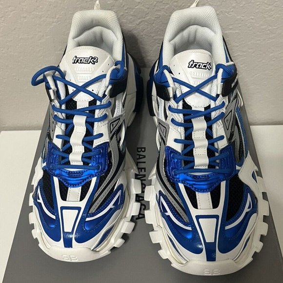 Size 10  568614-W3AE2-1248 Balenciaga Track.2 White Blue